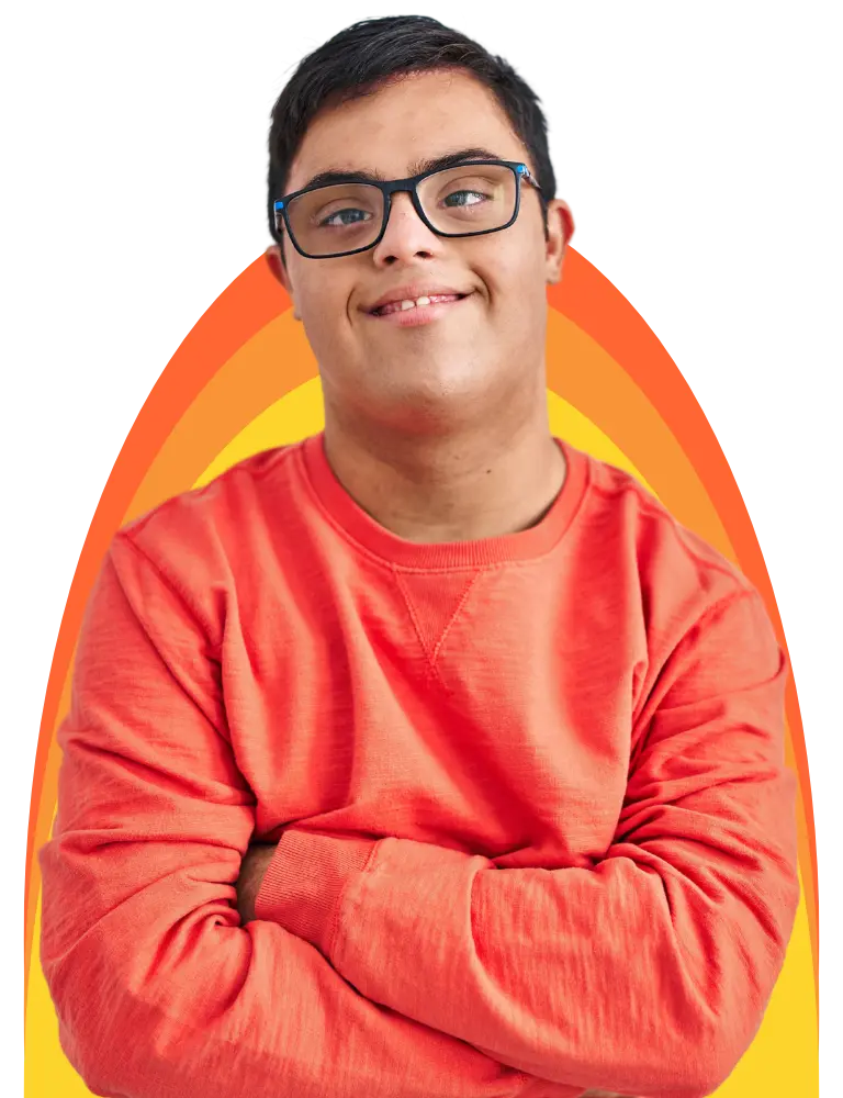 A disabled boy smiling