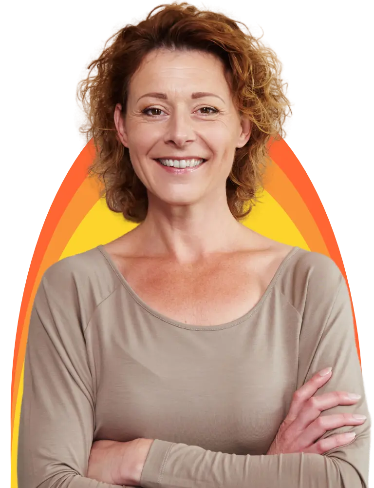 A woman smiling