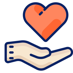 Cartoon hand with love heart