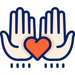 Cartoon hands with love heart