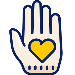 Cartoon hand with love heart